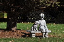 Boy And Dog Lawn Sculpture