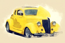 Classic Hot Rod Car Watercolor