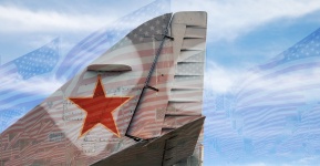 Plane Tail And American Flags