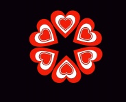 Red Hearts Black Background