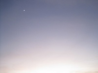 Rosy Sky With Crescent Moon