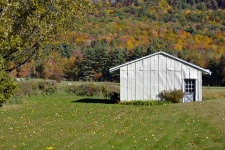 White Shack In Autumn Colors