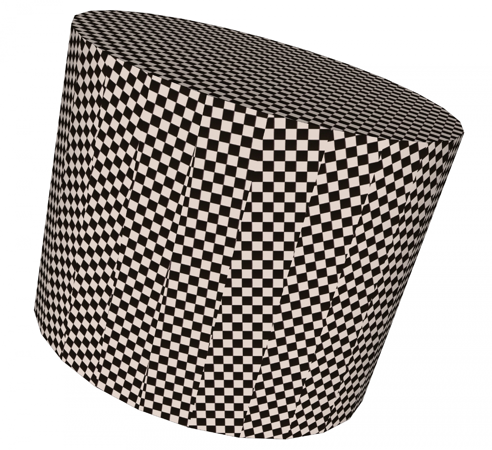 3d cylinder with checkerboard body on white