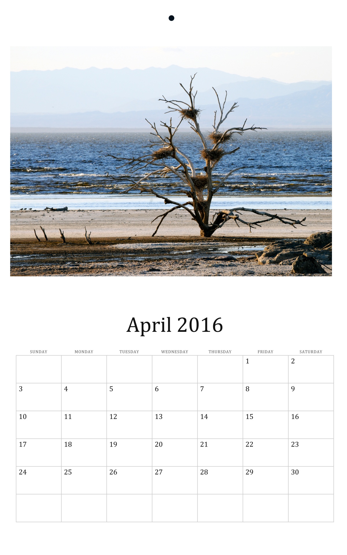 April 2016 Wall Calendar