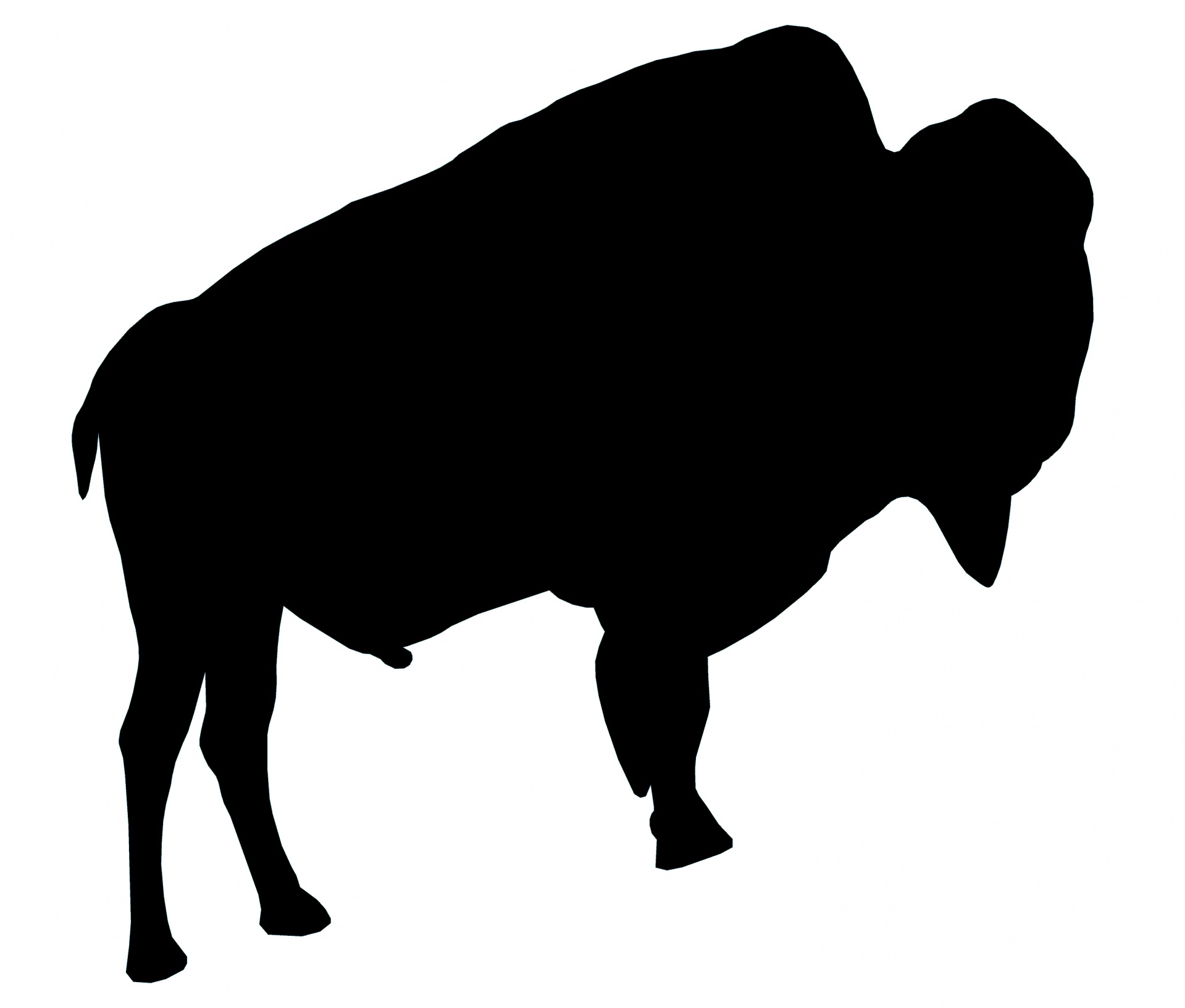 silhouette of black bison on white