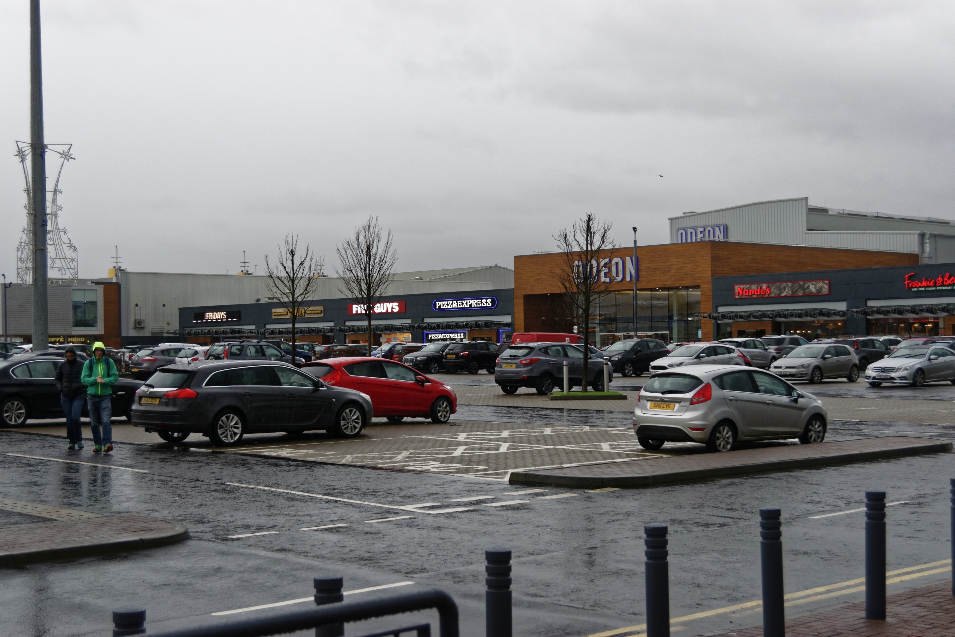 Car park on a miserable wet and rainy winters day