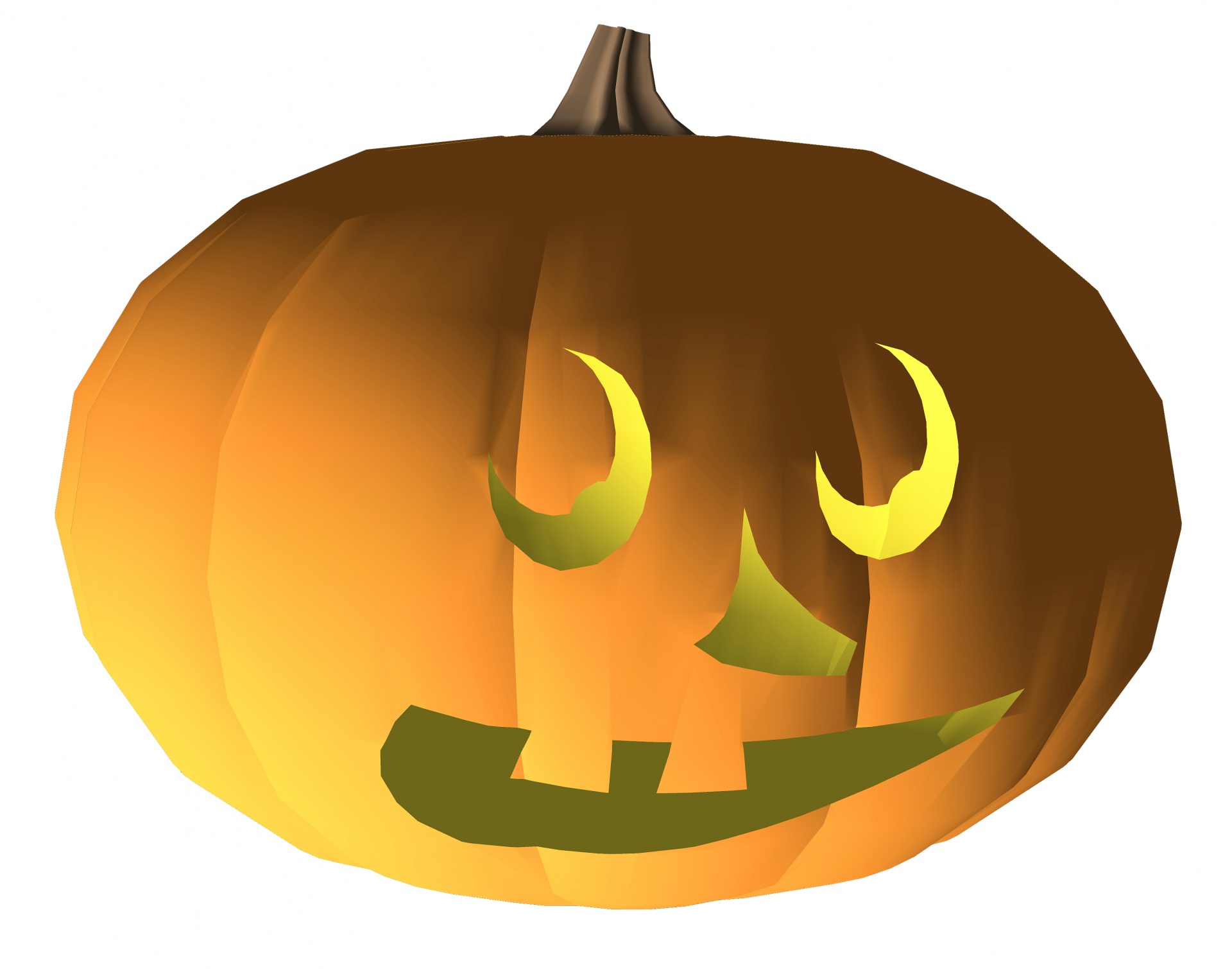 drawing of a goofy pumpkin with a stem on white