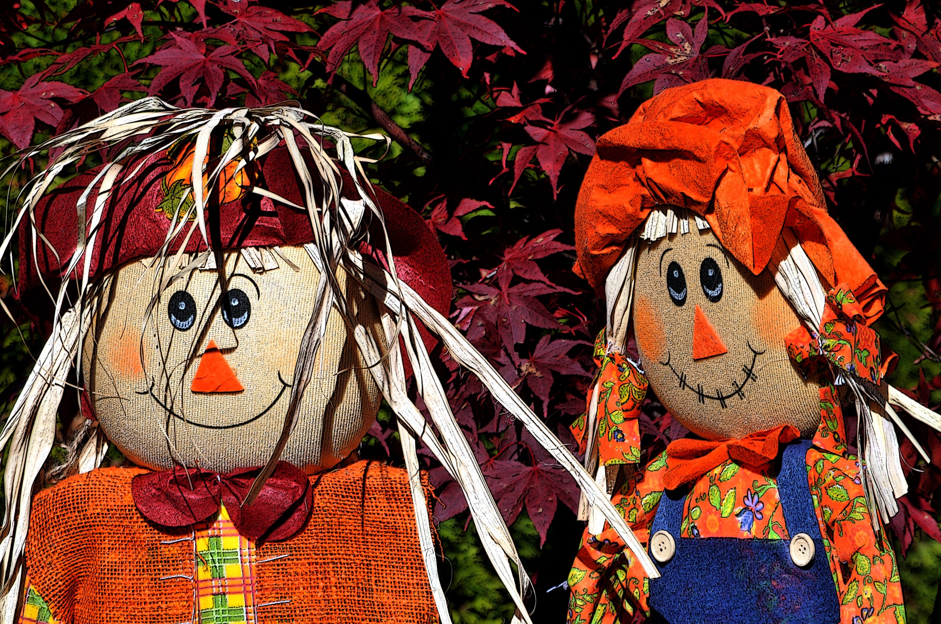 Happy Fall Scarecrow Couple