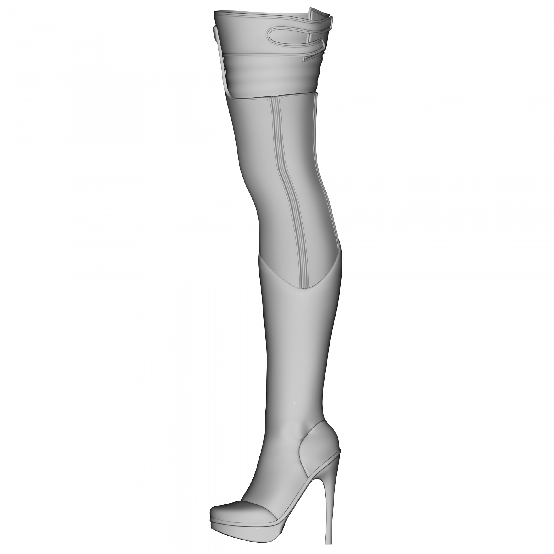 3d drawing of a left boot on white