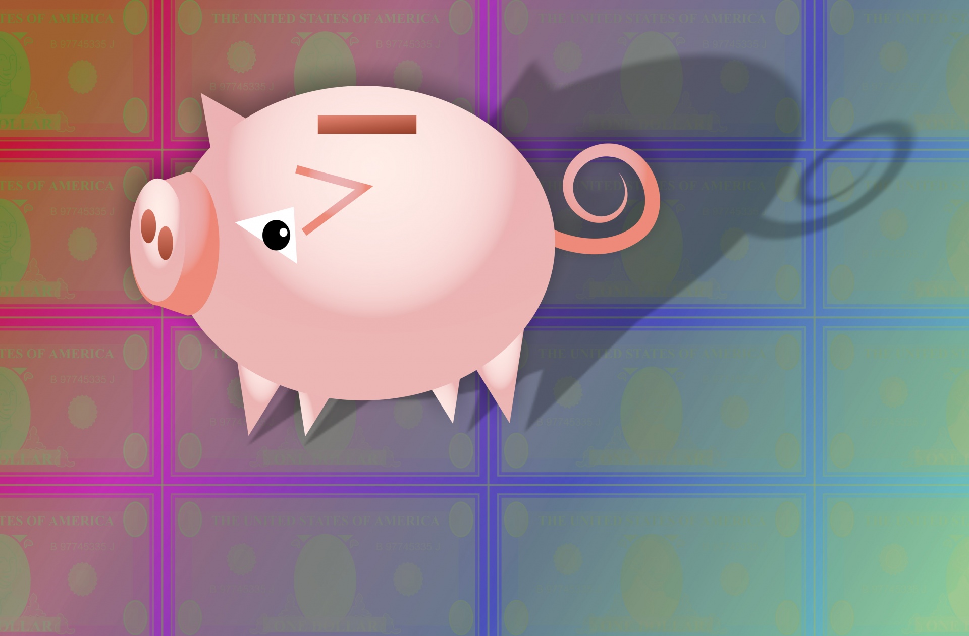 Illustration of of a piggy moneybox savings bank.