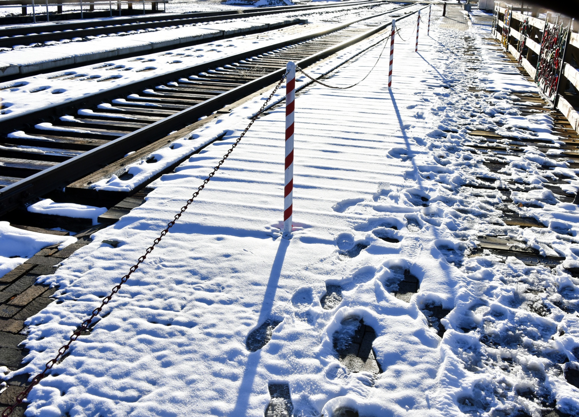 Railroad Track covered with snow