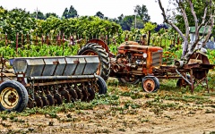 Old Tractor With Seeder