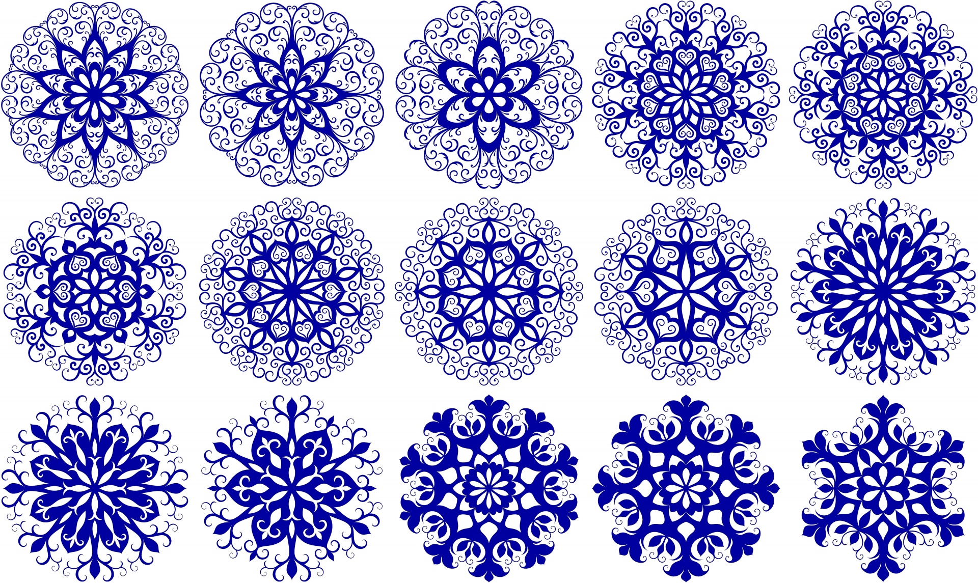 15 Blue Snowflakes