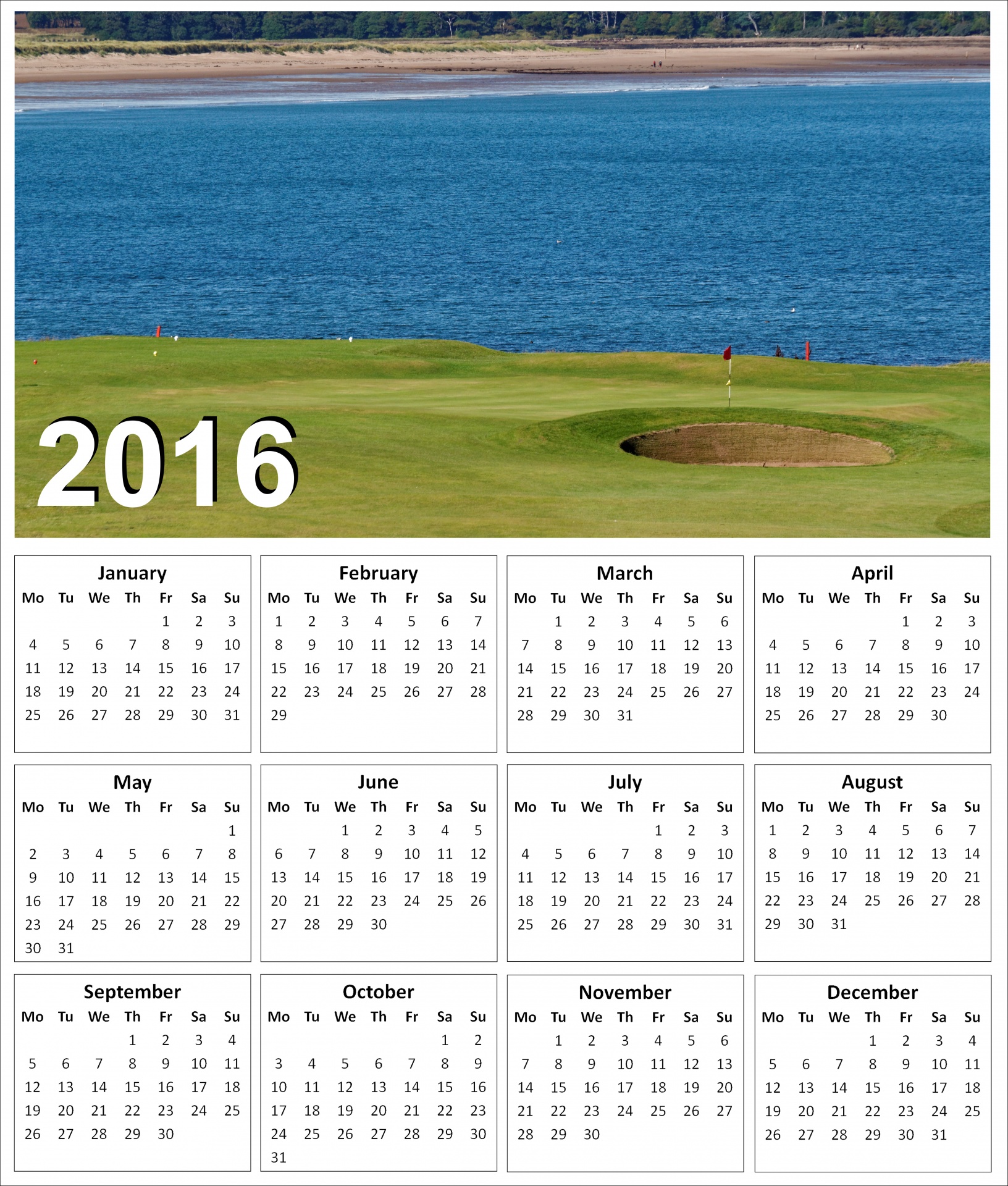 2016 Golf Calendar 2