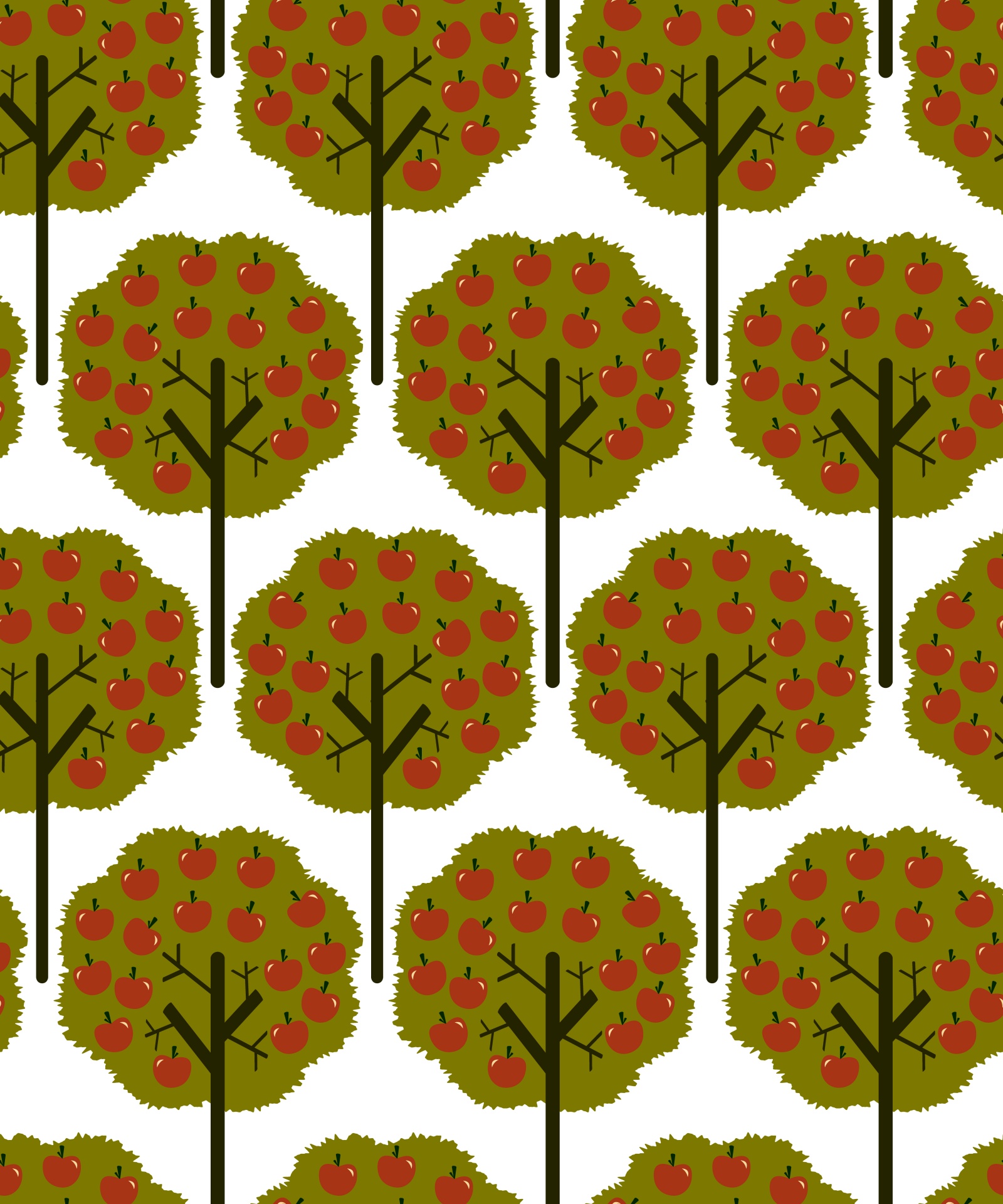 Apples Trees Seamless Pattern
