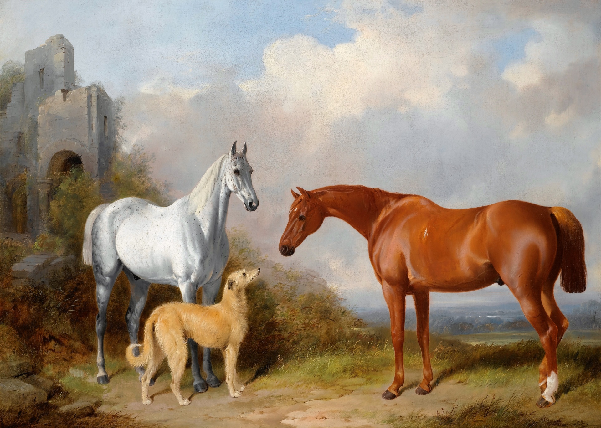 Horses And A Dog