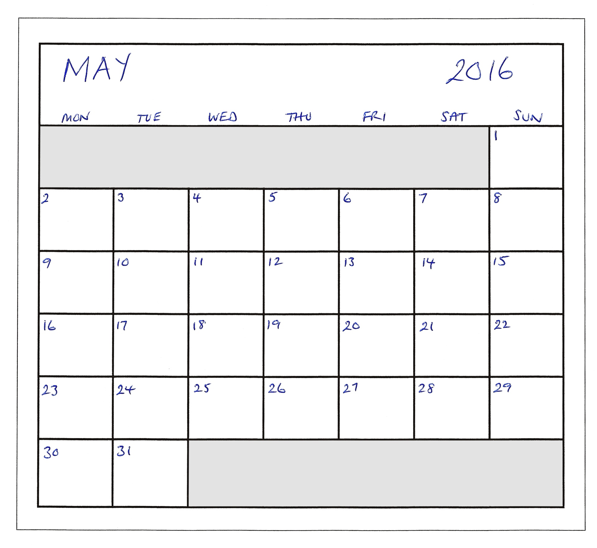 May 2016 Planner