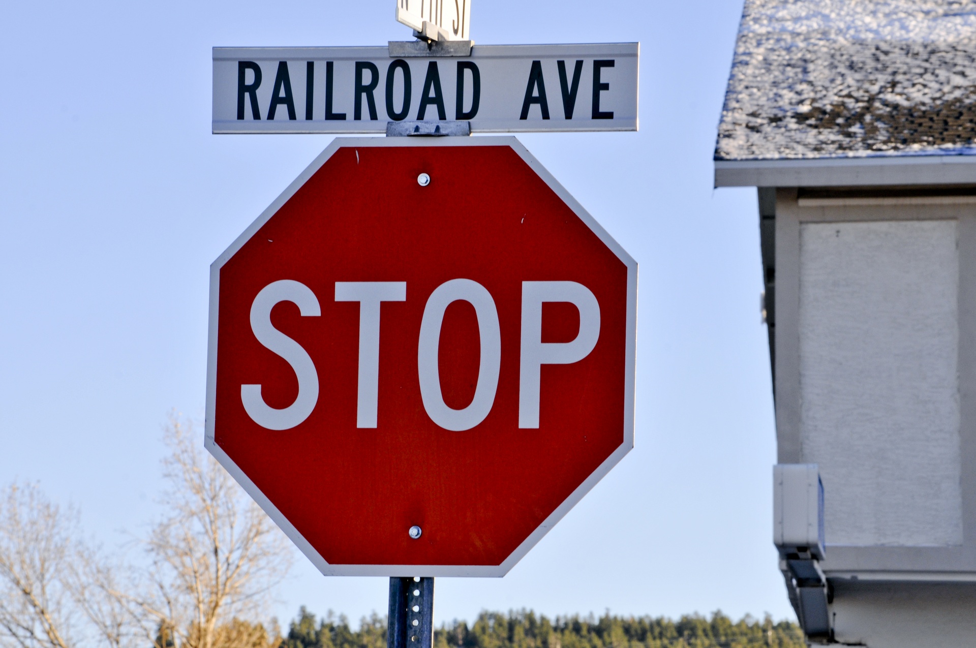 Railroad Avenue Stop Sign
