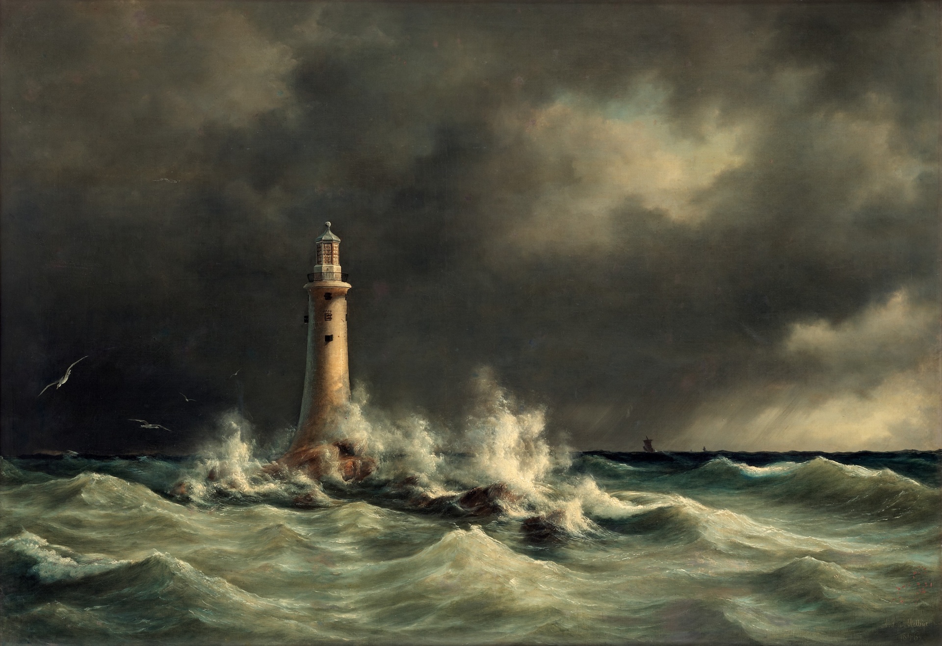 A lighthouse in an approaching storm