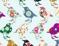 Birds Floral Wallpaper Pattern