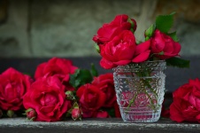 Bouquet Of Roses, Vase, Crystal
