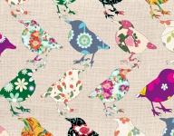 Floral Birds Pattern Wallpaper