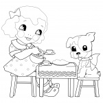 Girl & Dog Coloring Page