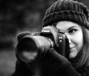 Young Woman, Camera, Canon