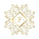 Letter F, Gold Monogram