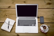Computer, Notebook, Coffee