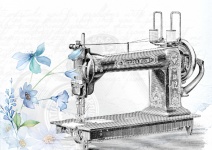 Vintage Sewing Machine Art Collage