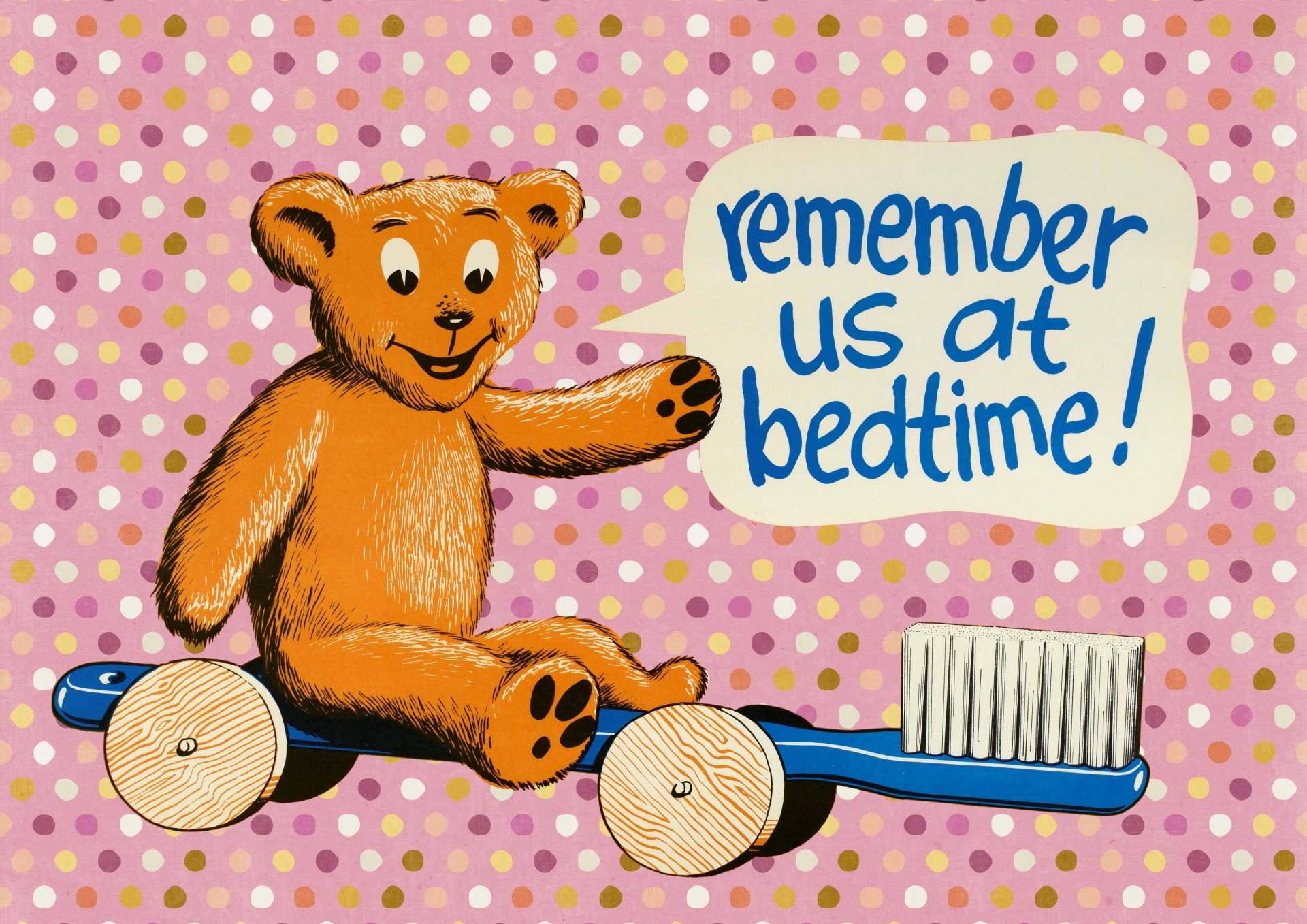 Bedtime Girls Toothbrush Teddy Sign