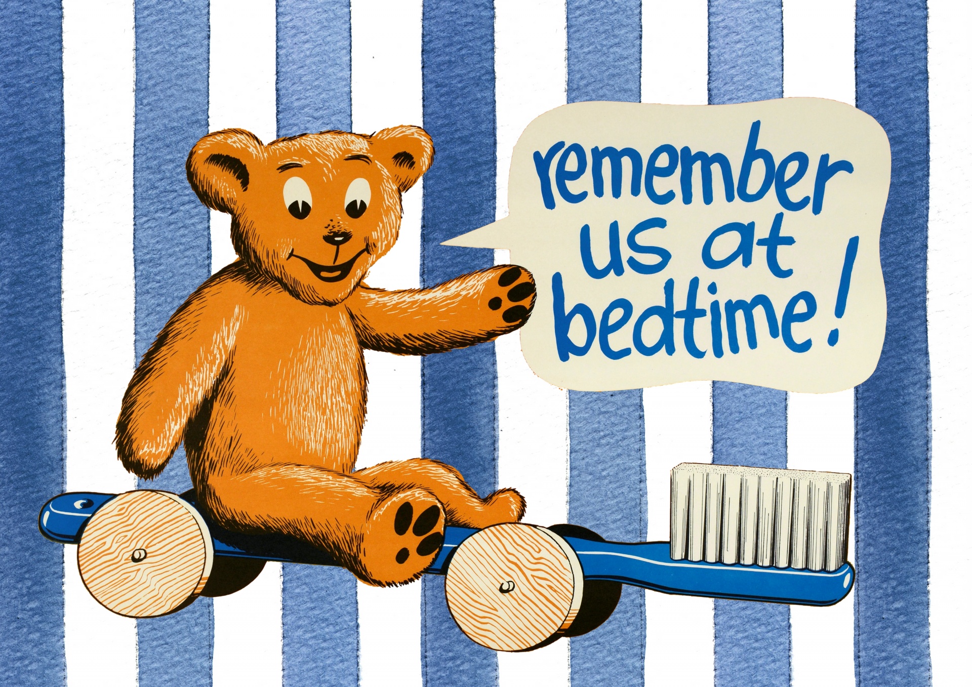 Bedtime Kids Toothbrush Teddy Sign
