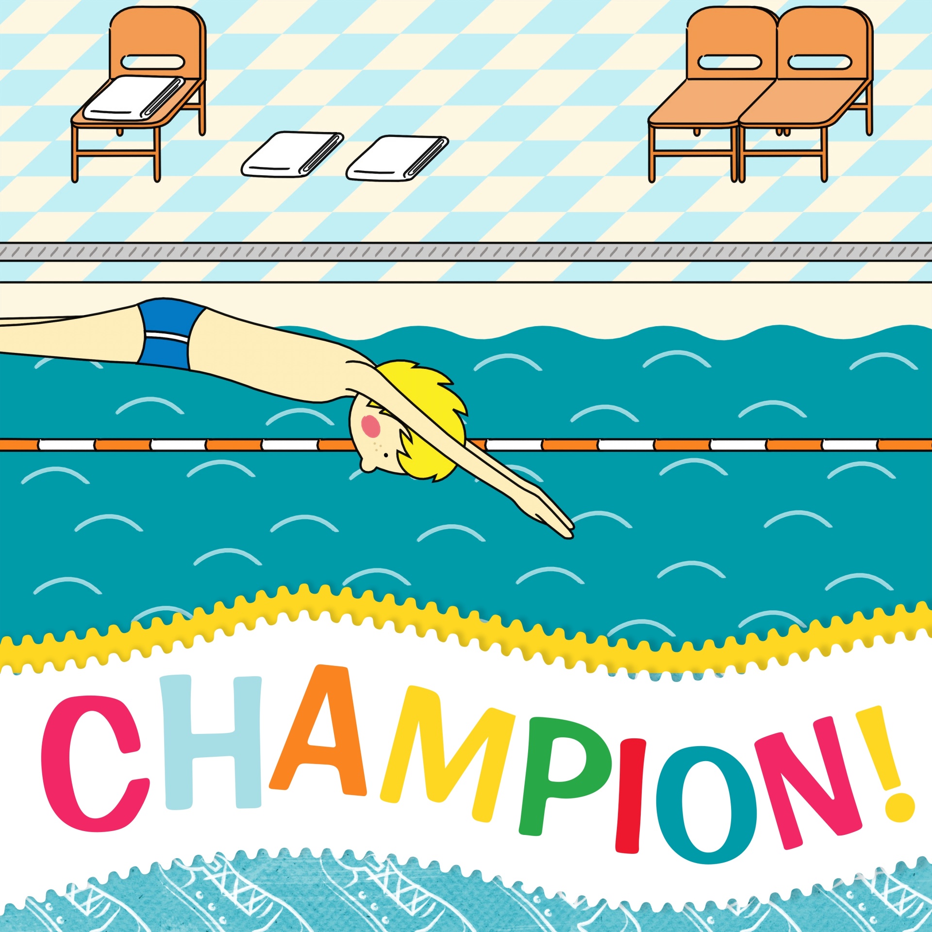 Champion Greeting Card Swimming