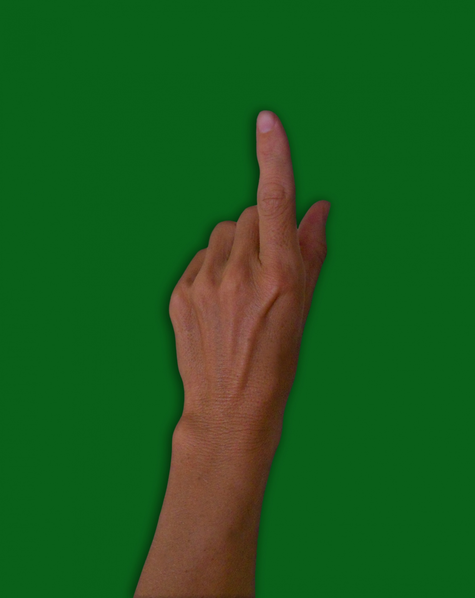 pointing hand on a green background