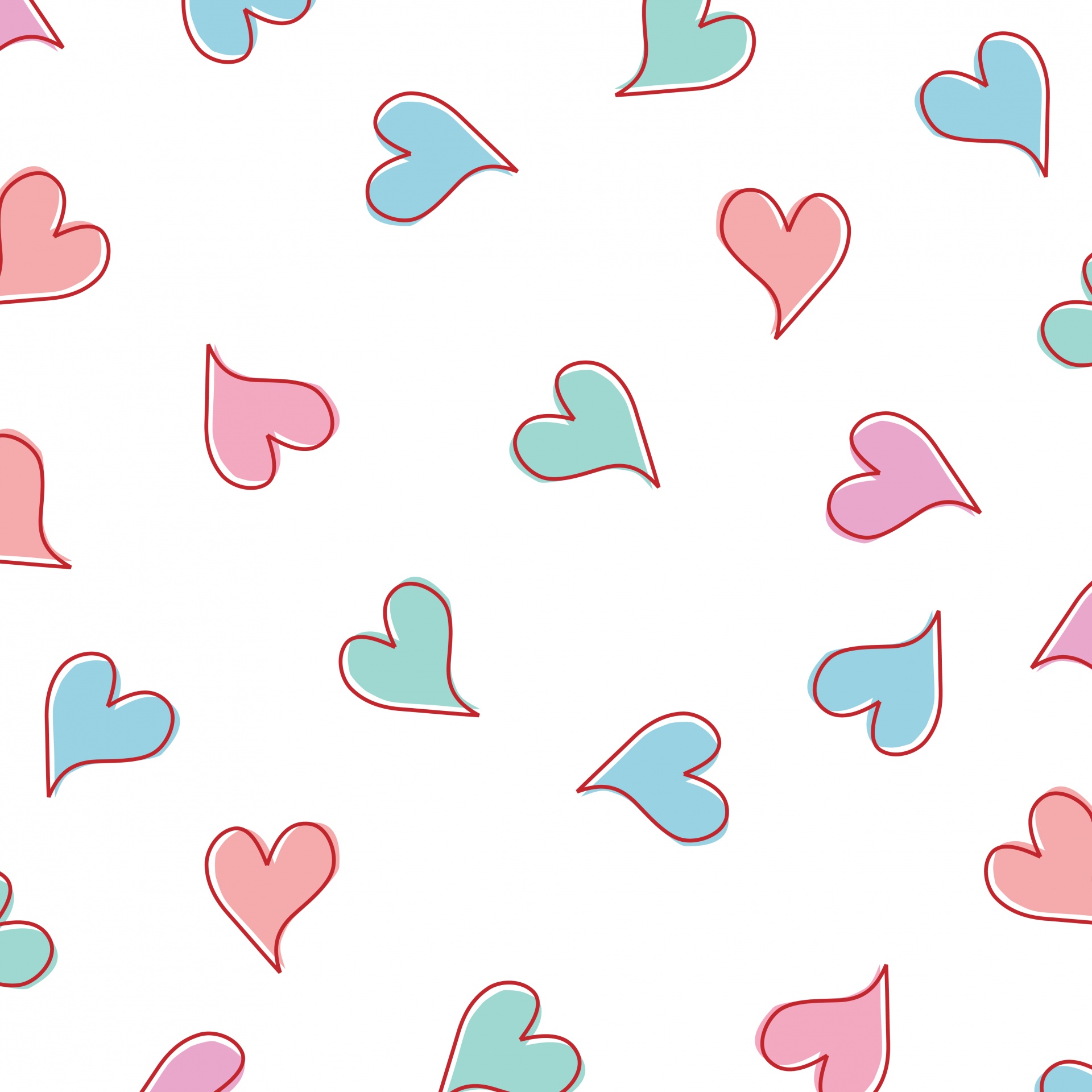 Colorful random hearts wallpaper background