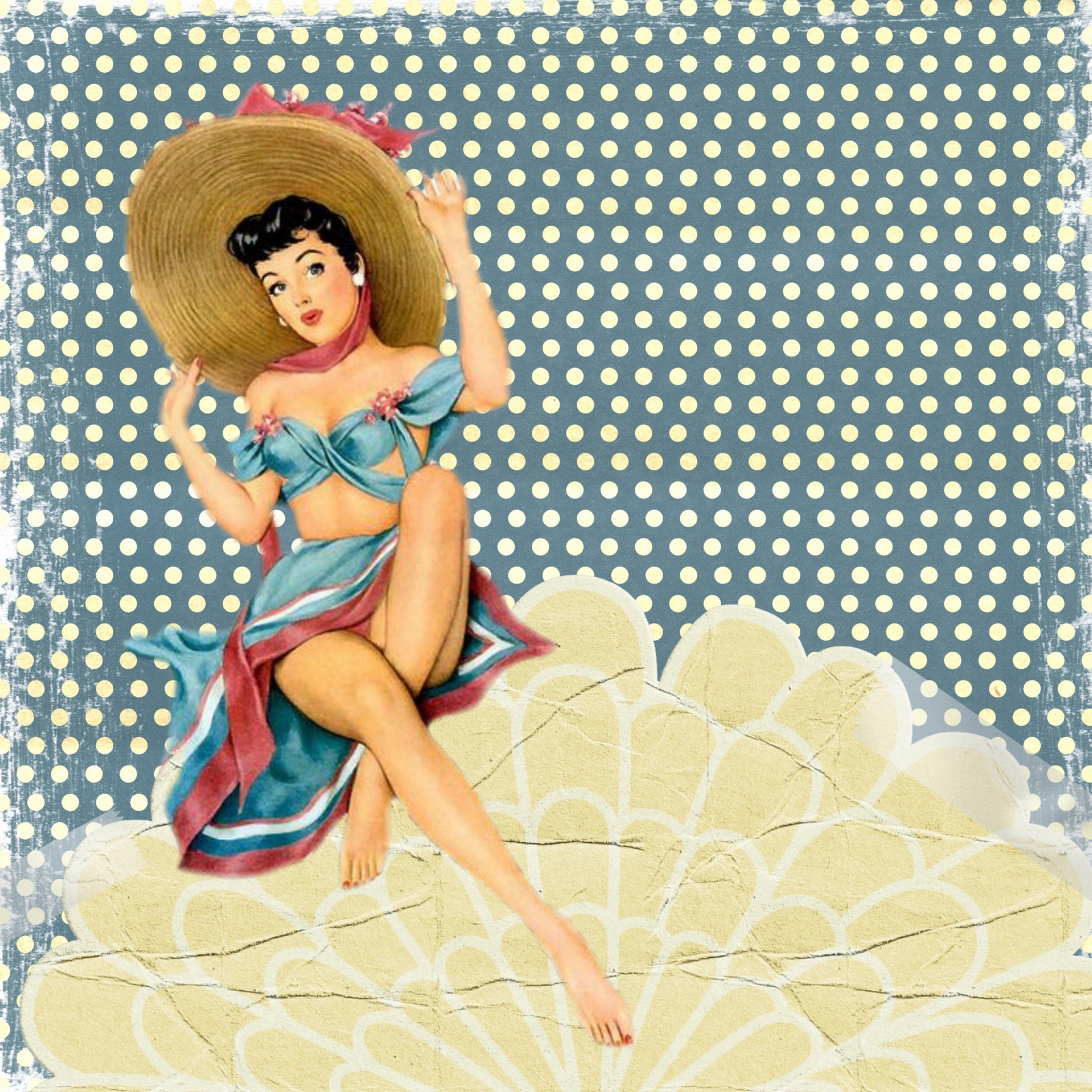 Retro Pin-up Lady Art Collage