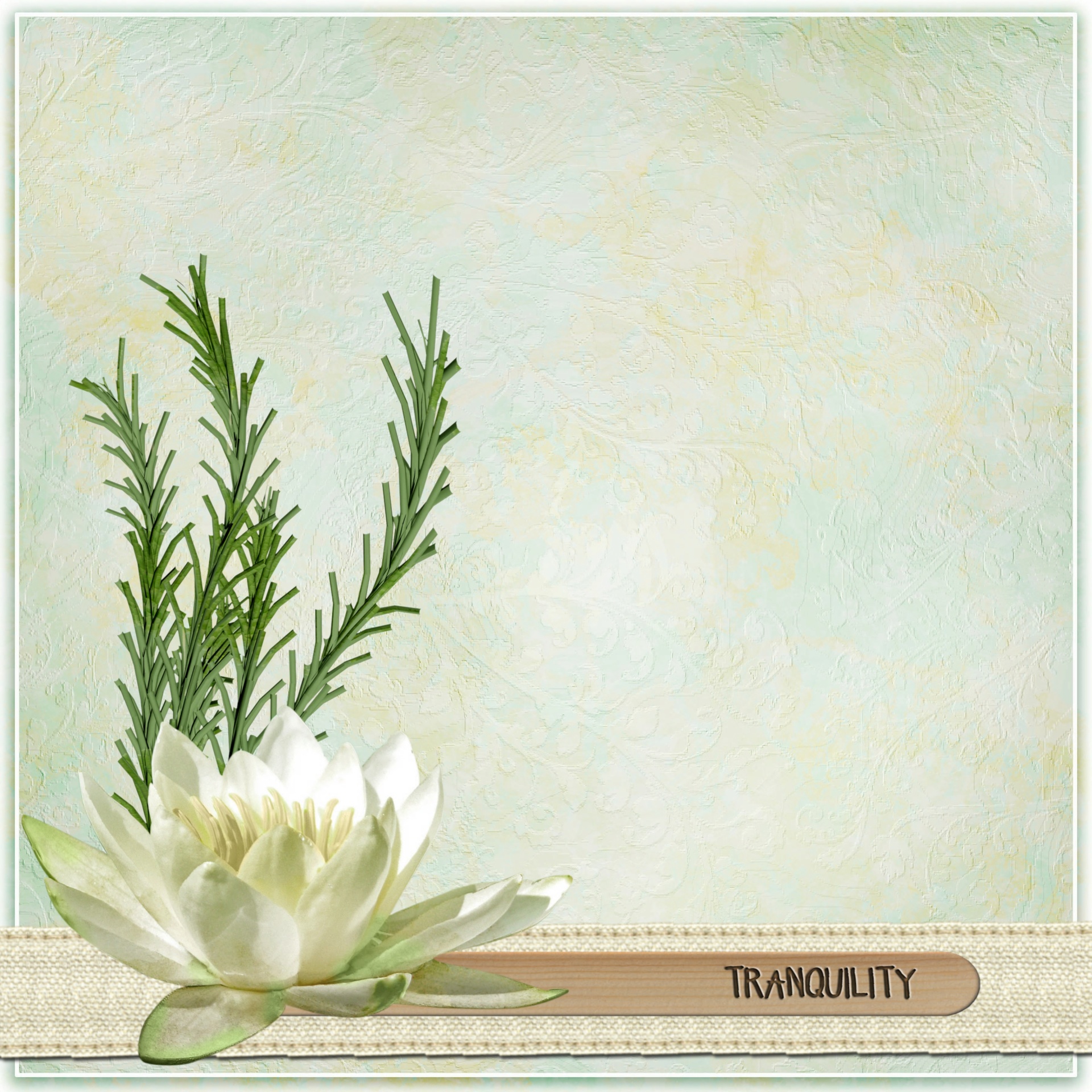 Lotus flower Tranquility Scrapbook Page light green a beautiful pre-made design for arts and craft projects