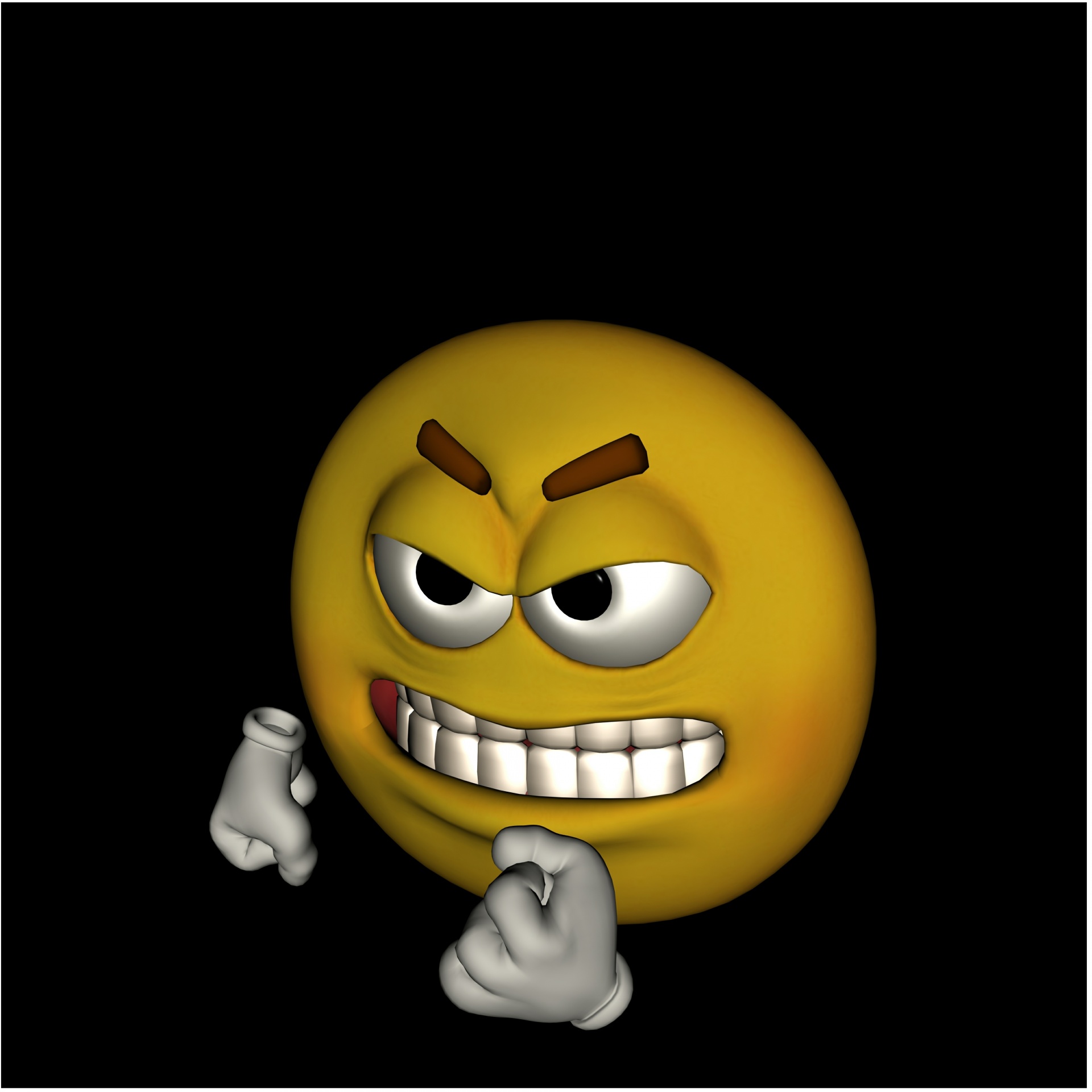 angry Smile emoticon Isolated illustration on black background