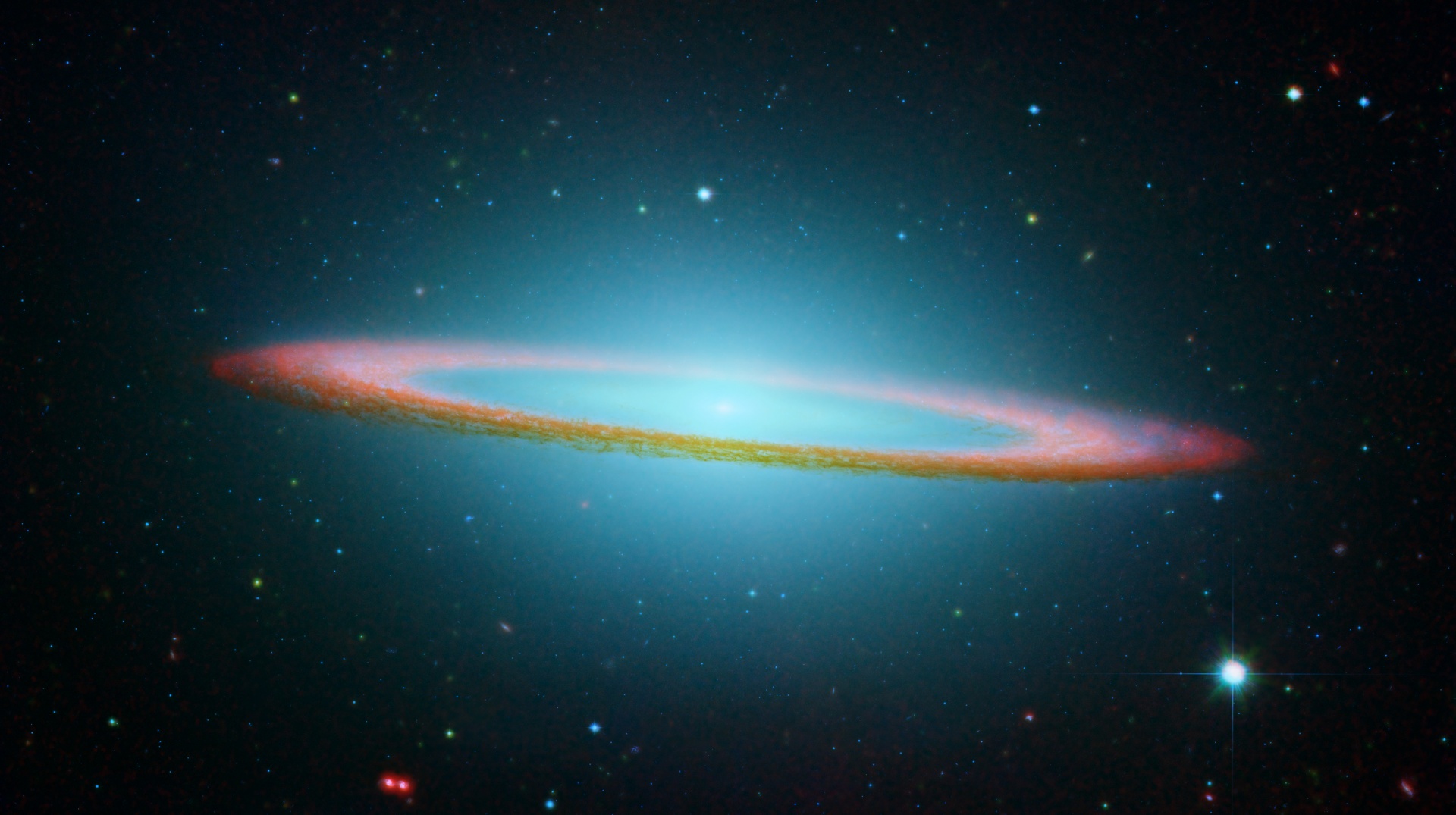 A photo taken by the Hubble Telescope that looks like a sombrero