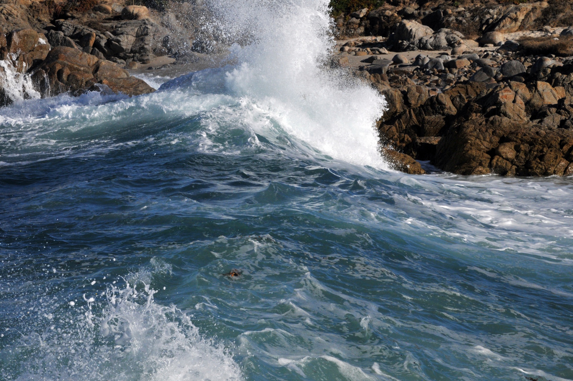 Waves Crashing On Rugged Shore