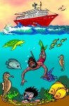 Children Illustration Ocean Diver
