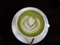 Hot Green Tea With Heart Art