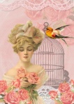 Lady Vintage Birdcage Collage