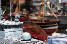 Model Warship With Naval Gun