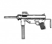 Submachine Gun Illustration Clipart