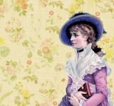 Vintage Lady Floral Wallpaper