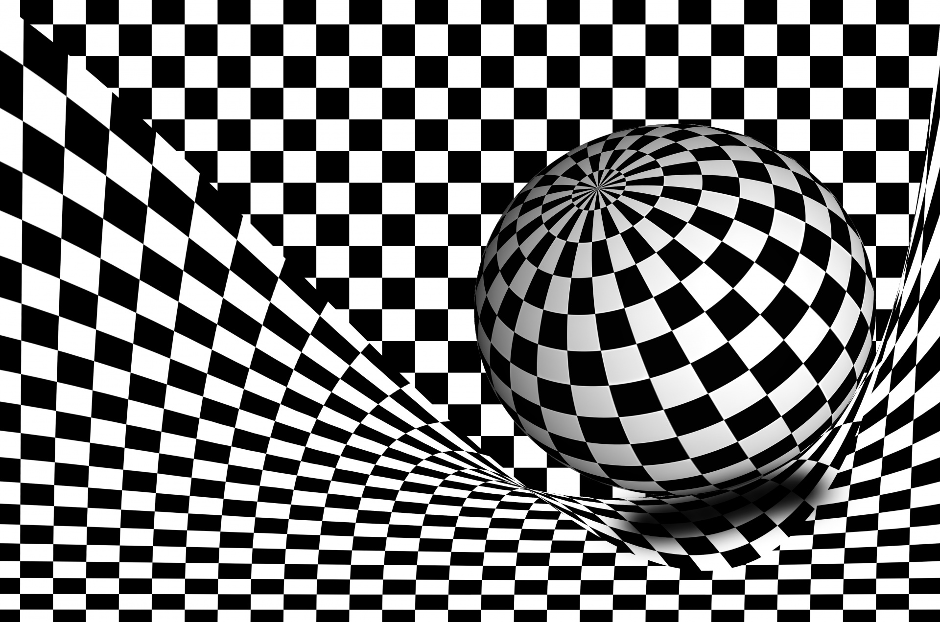 3D Sphere with Mapped Checkerboard illustration