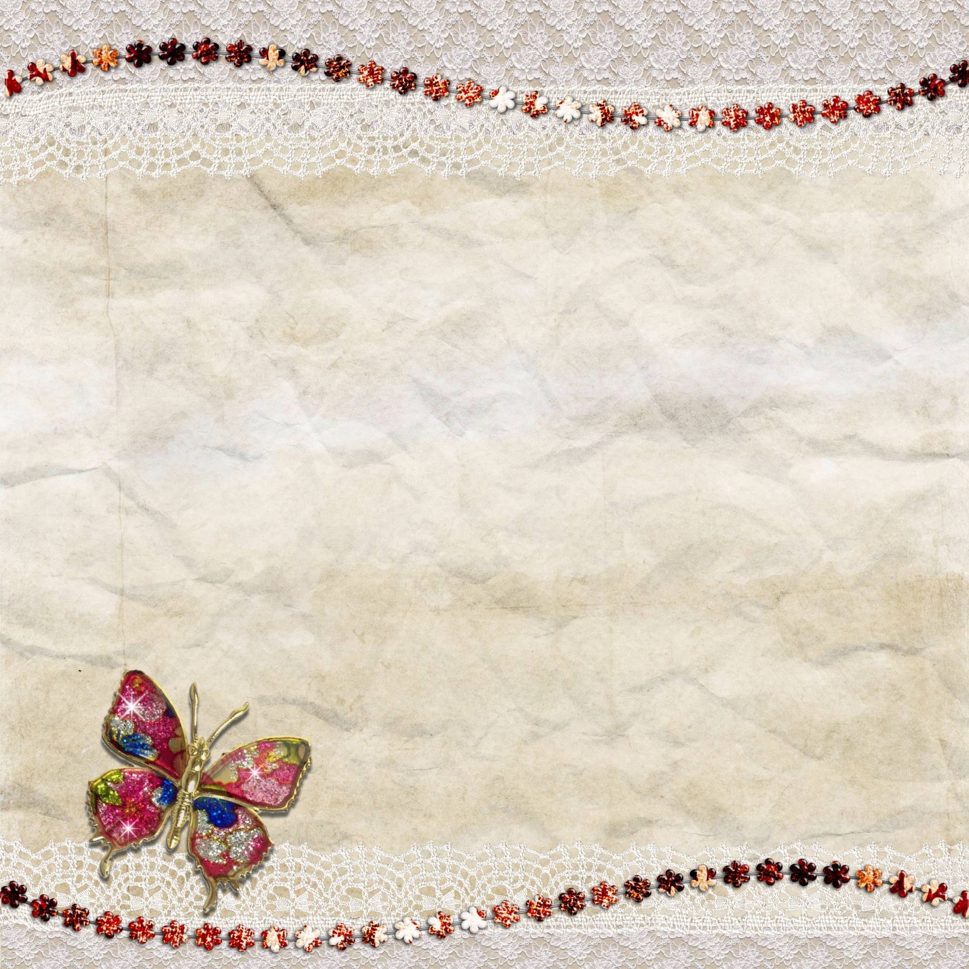 Background Scrapbook Butterfly Lace