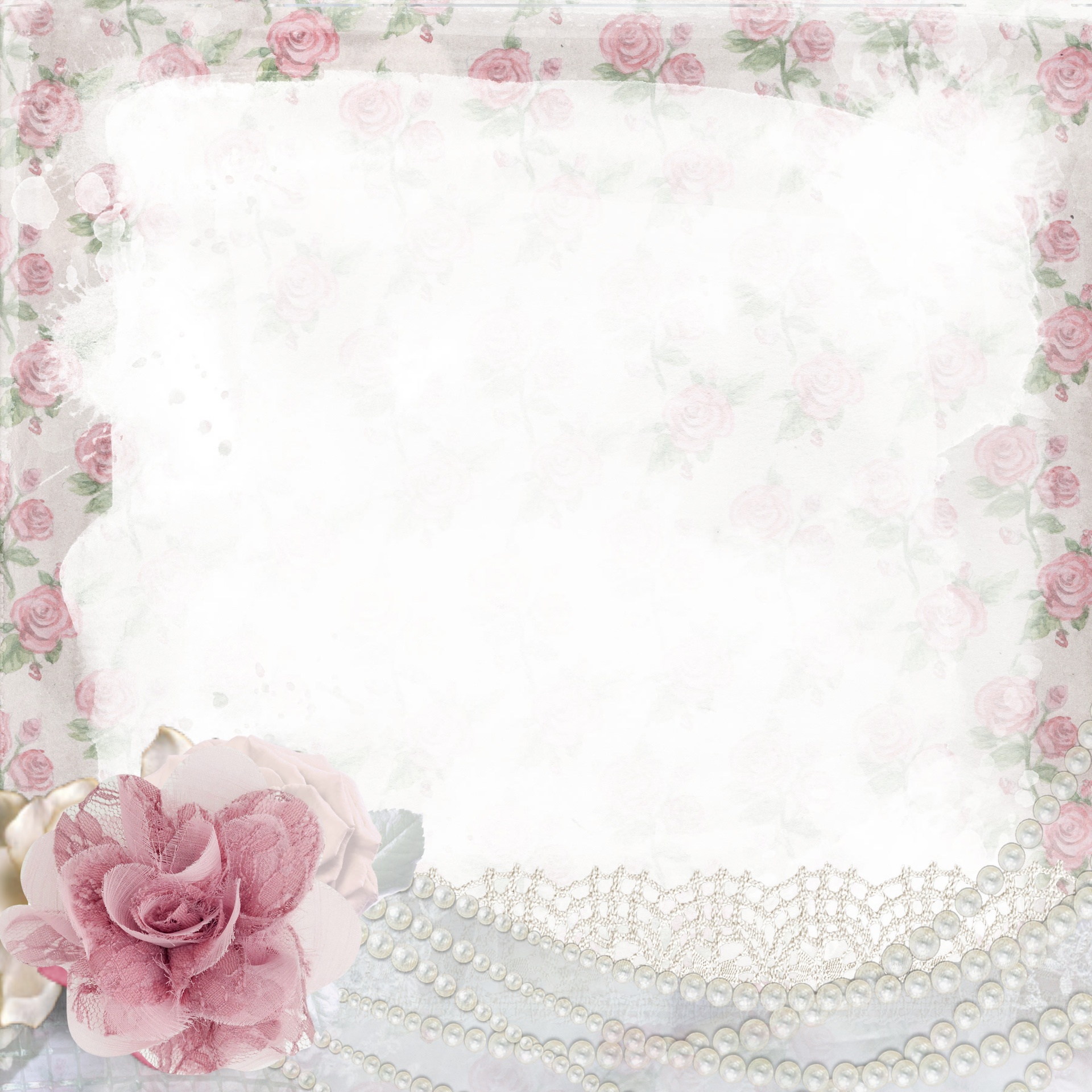 Background Scrapbook Roses & Pearls
